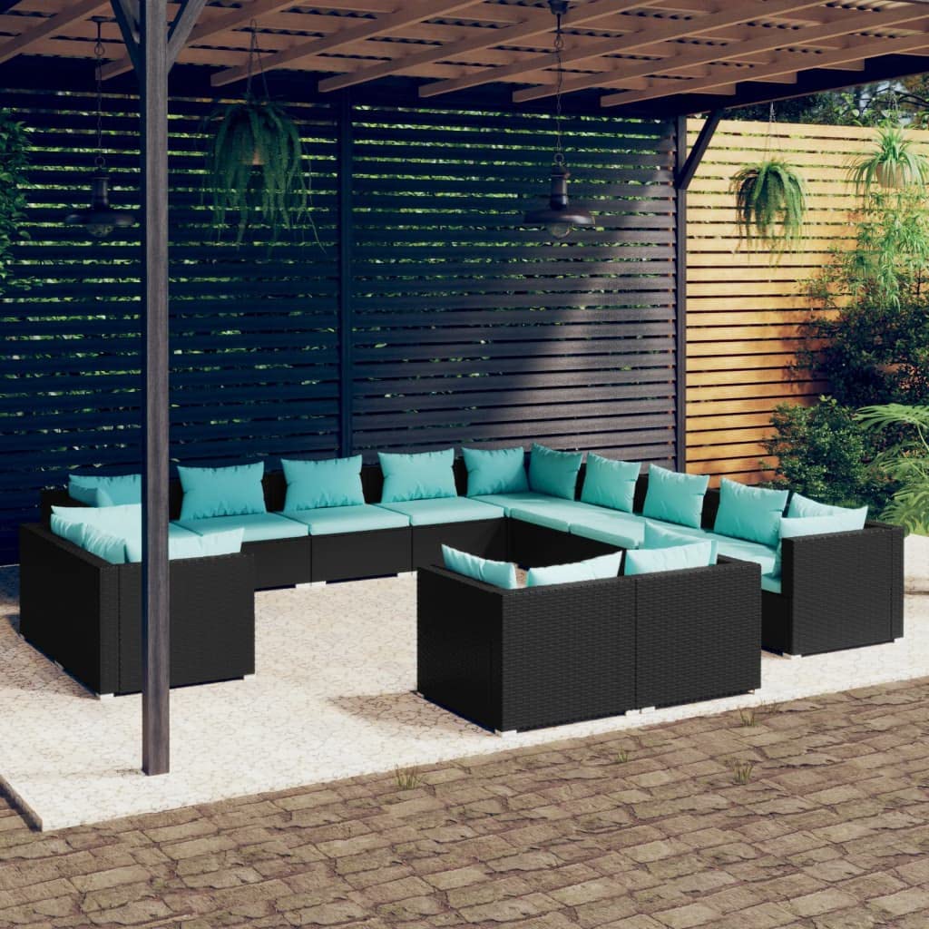 Black 13-Piece PE Rattan Outdoor Sectional Sofa I330