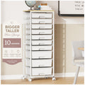 Rolling Storage Cart with 10 Drawers, White V629439