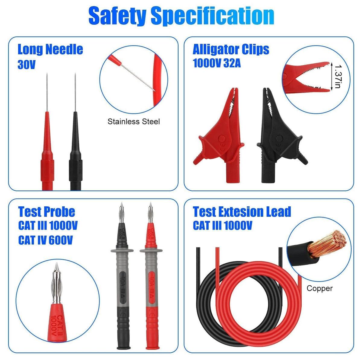 Silicone Multimeter Test Leads Kit F734