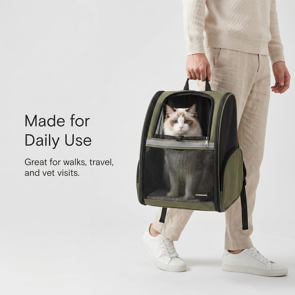 Cat Backpack Carrier Collapsible with Ventilated Mesh Z689