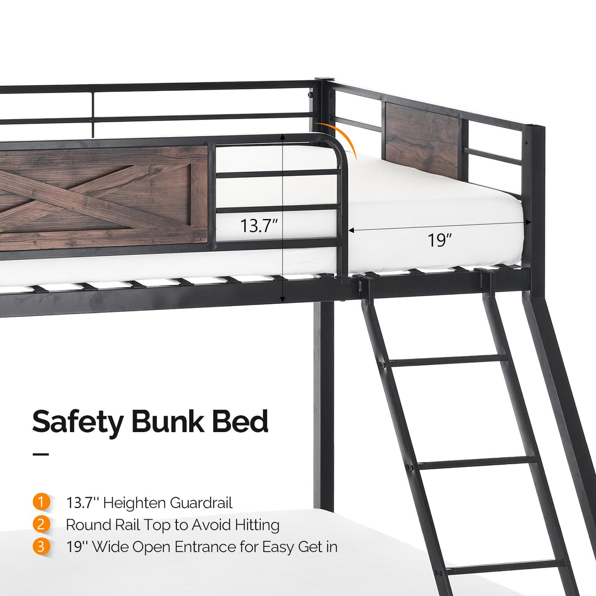 Twin Over Full Metal Bunk Bed with 2 Storage Drawers Z1068