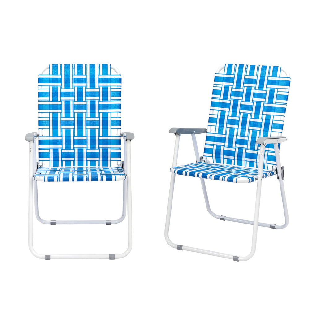 Set of 2 Blue Webbed Folding Camping Chairs T72564