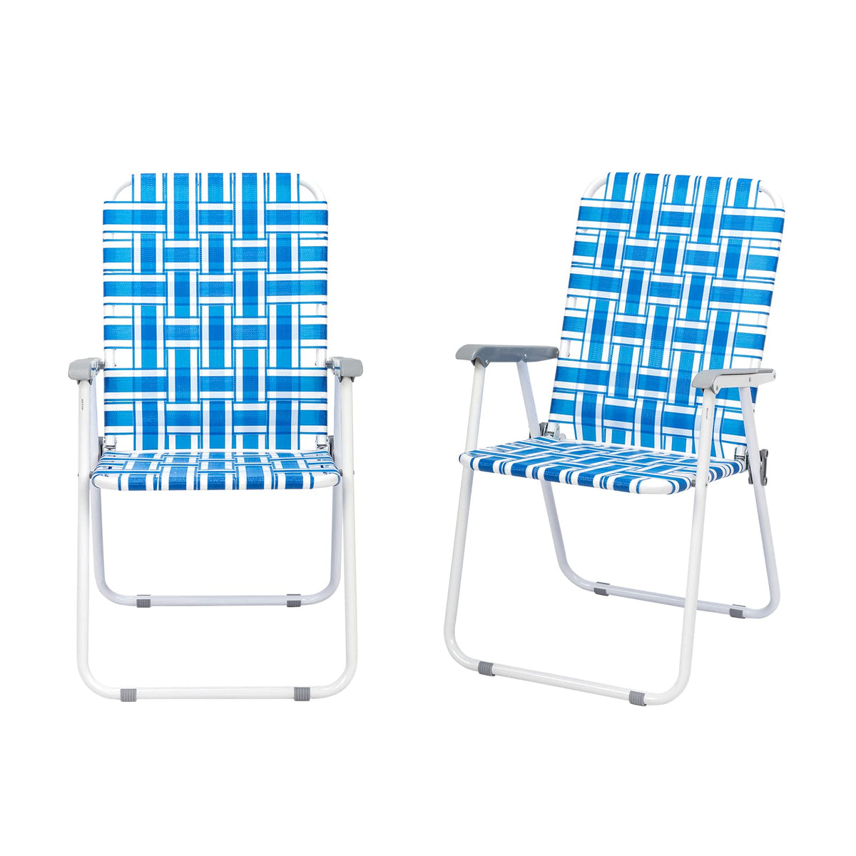 Set of 2 Blue Webbed Folding Camping Chairs T72564