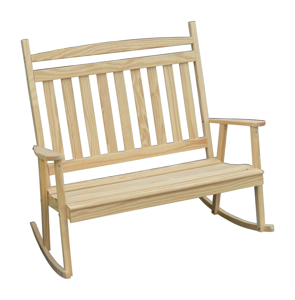 51 Inch Unfinished Pine Wood Double Rocking Chair U97612