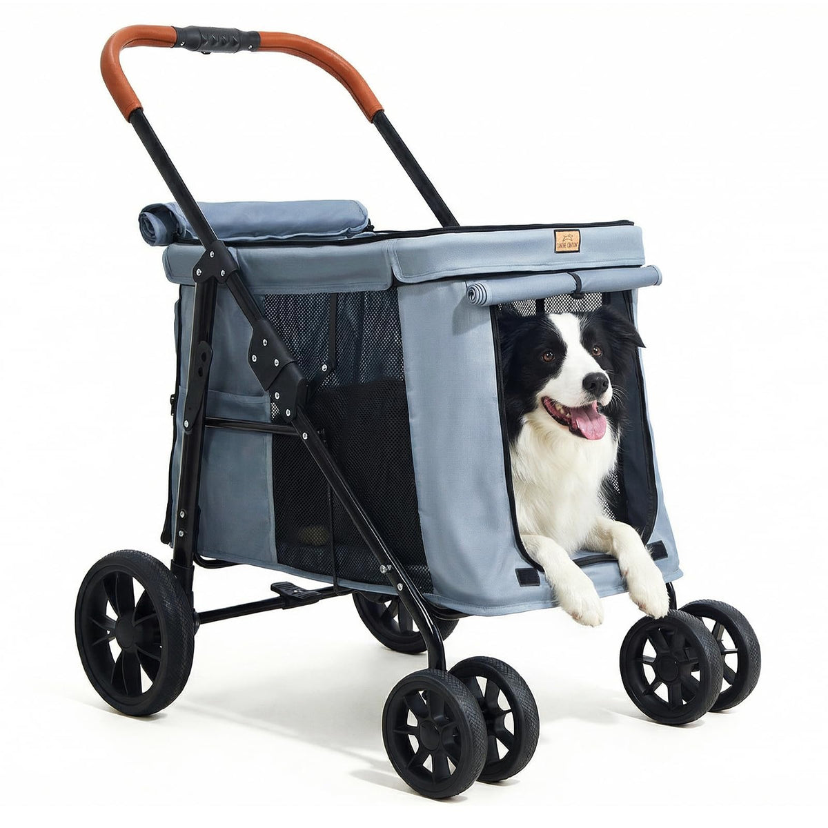 Heavy Duty Foldable Pet Stroller with All-Terrain Wheels, 55 lbs Capacity, Grey M636078