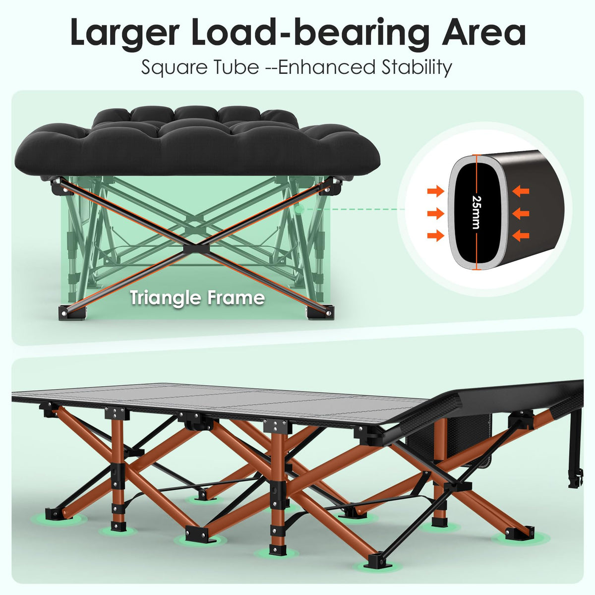 Folding Camp Cot with Cushion A969681