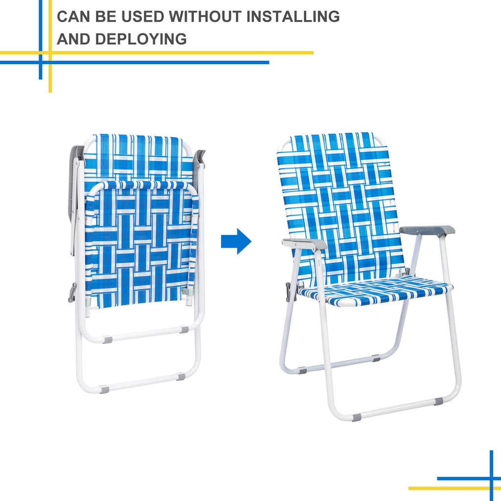Set of 2 Blue Webbed Folding Camping Chairs T72564
