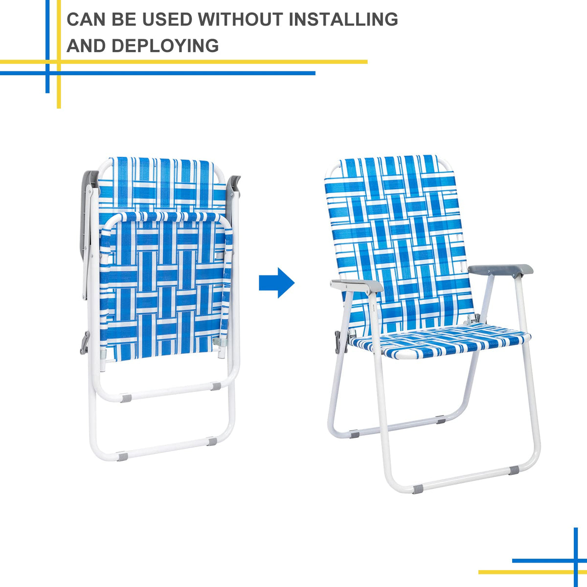 Set of 2 Blue Webbed Folding Camping Chairs T72564