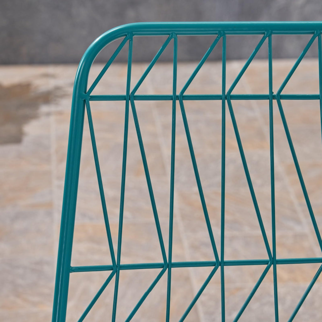 Teal Iron Patio Bar Stools with Cushion, Set of 2 G342