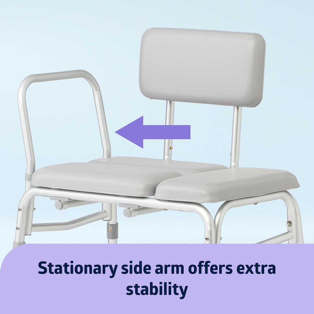 Padded Transfer Bench for Bathtub and Shower, Height Adjustable, 400 lb. Weight Capacity E4585