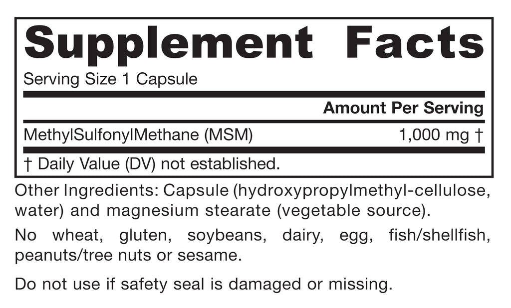 MSM Capsules 1,000 mg 200 Capsules C7583