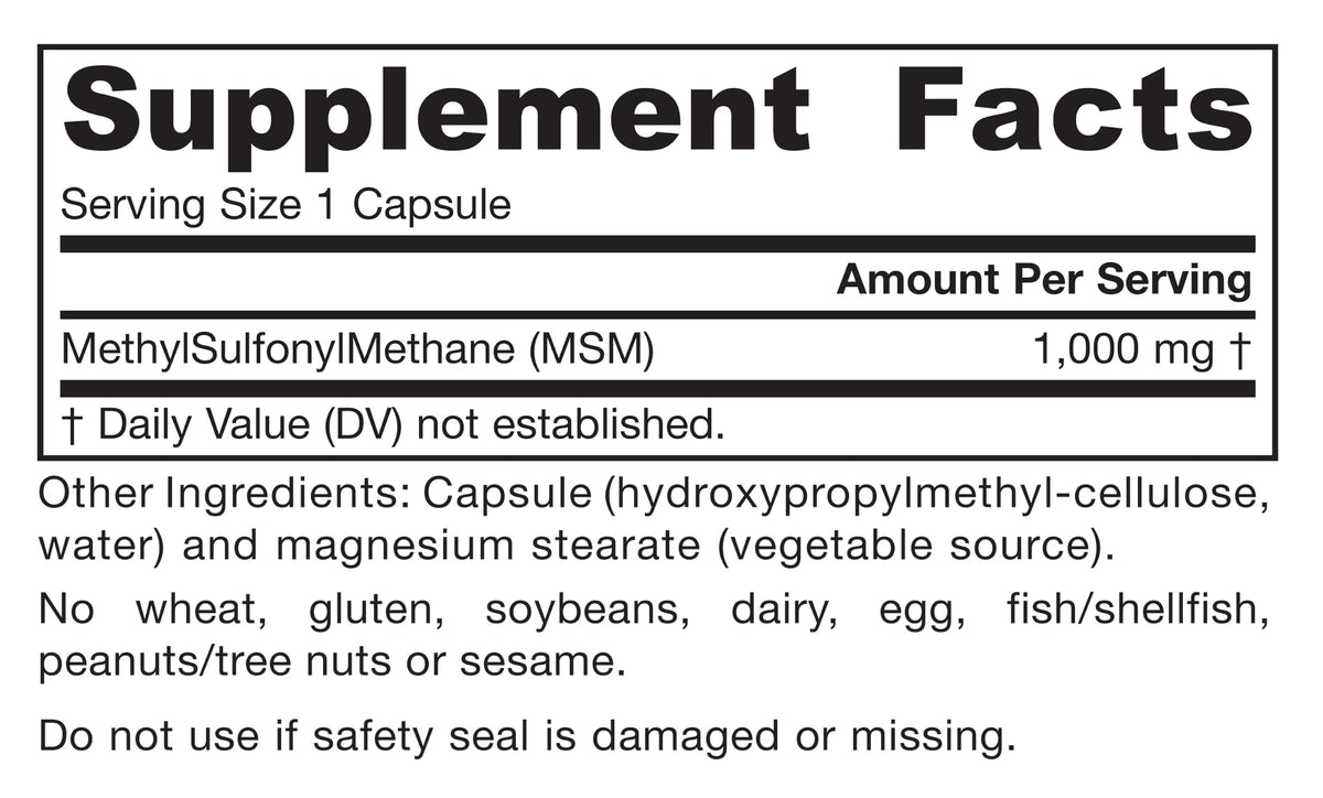 MSM Capsules 1,000 mg 200 Capsules C7583