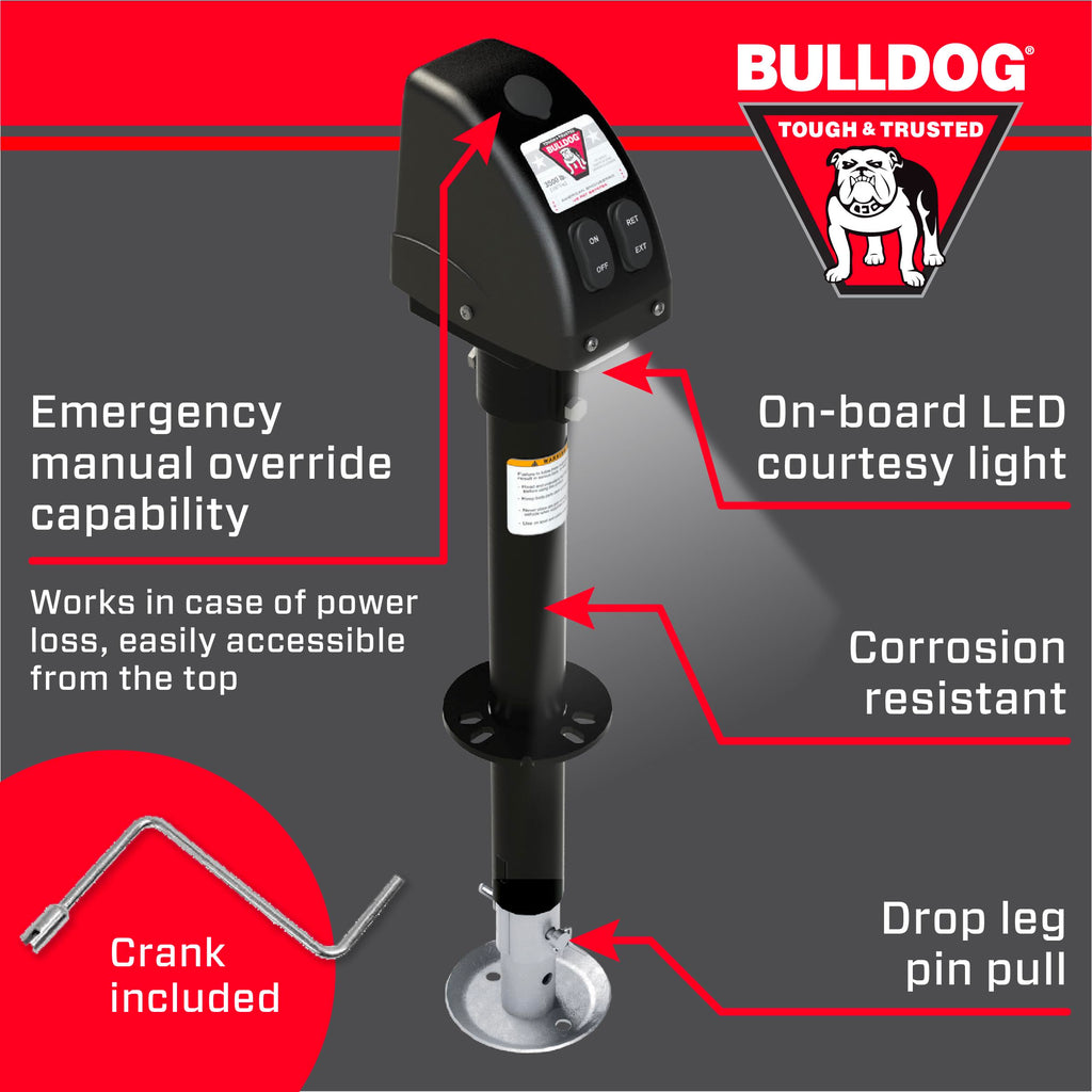 Powered Trailer Jack, A-Frame, 3,500 lbs. Lift Capacity, Bolt-On, 14 Inch Travel K738