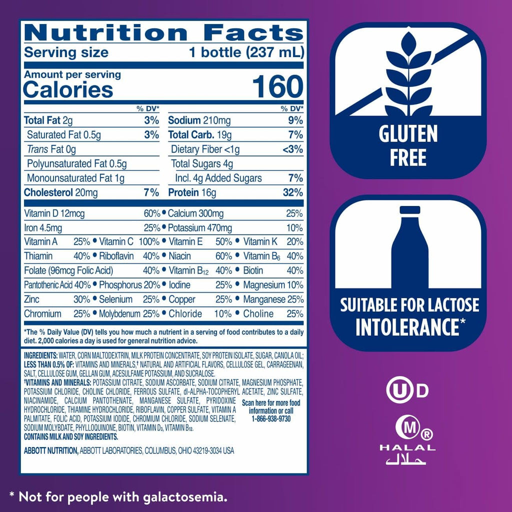 Vanilla Nutrition Shake with Fiber, 16g Protein, 8 fl oz, 24 Pack W6927