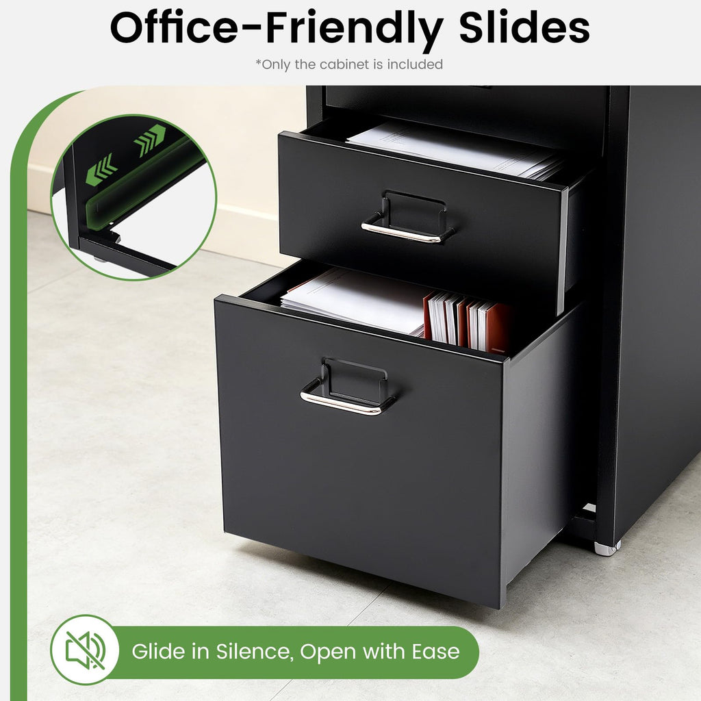 Black 3-Drawer Metal File Cabinet U198