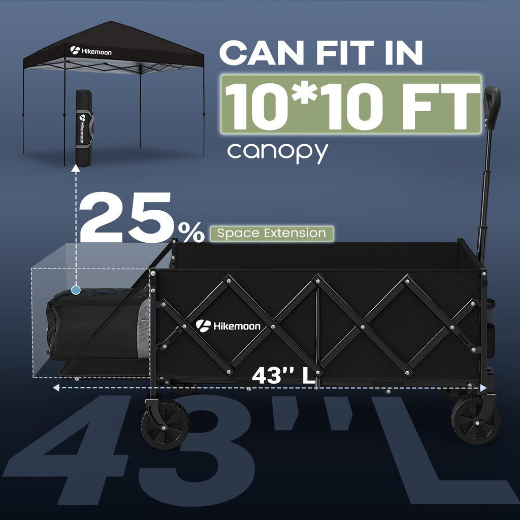 43'' Extra Long Folding Wagon with Extended Tailgate, Black V46072