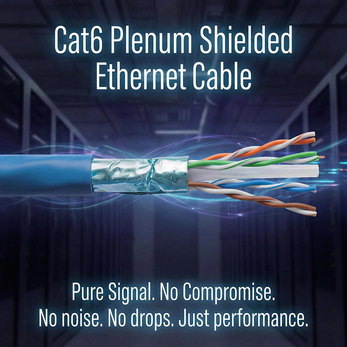 Cat6 Plenum Shielded 1000ft 23AWG Solid Bare Copper Ethernet Cable I8739