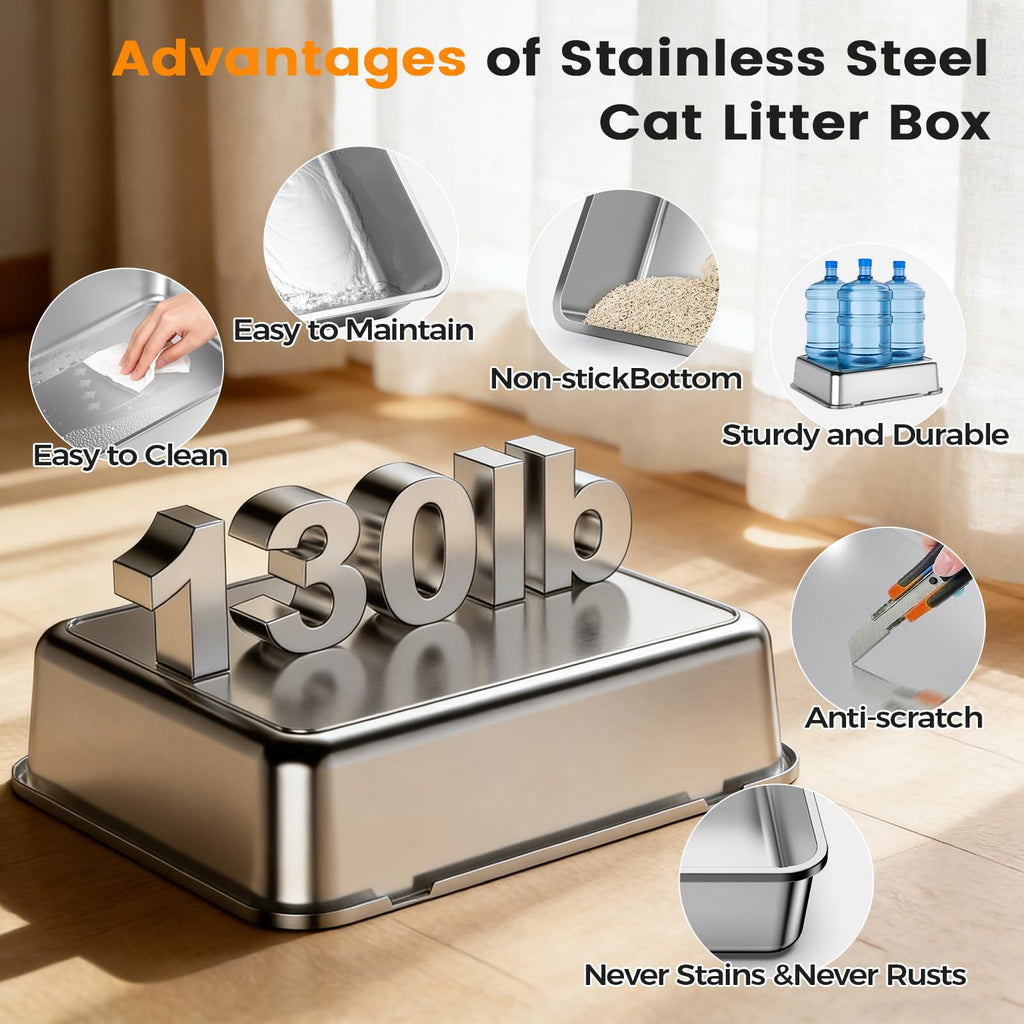 Stainless Steel Litter Box with Lid M22183