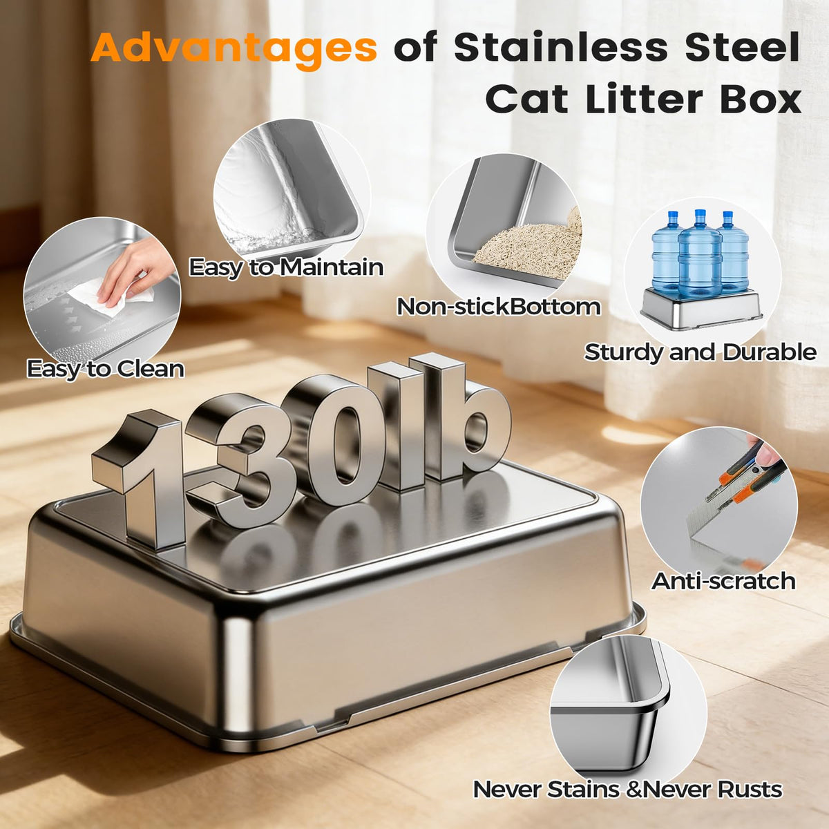 Stainless Steel Litter Box with Lid M22183