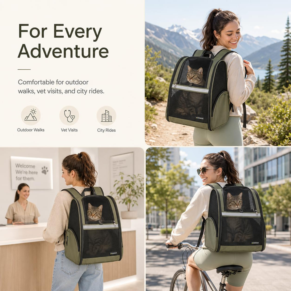 Cat Backpack Carrier Collapsible with Ventilated Mesh Z689