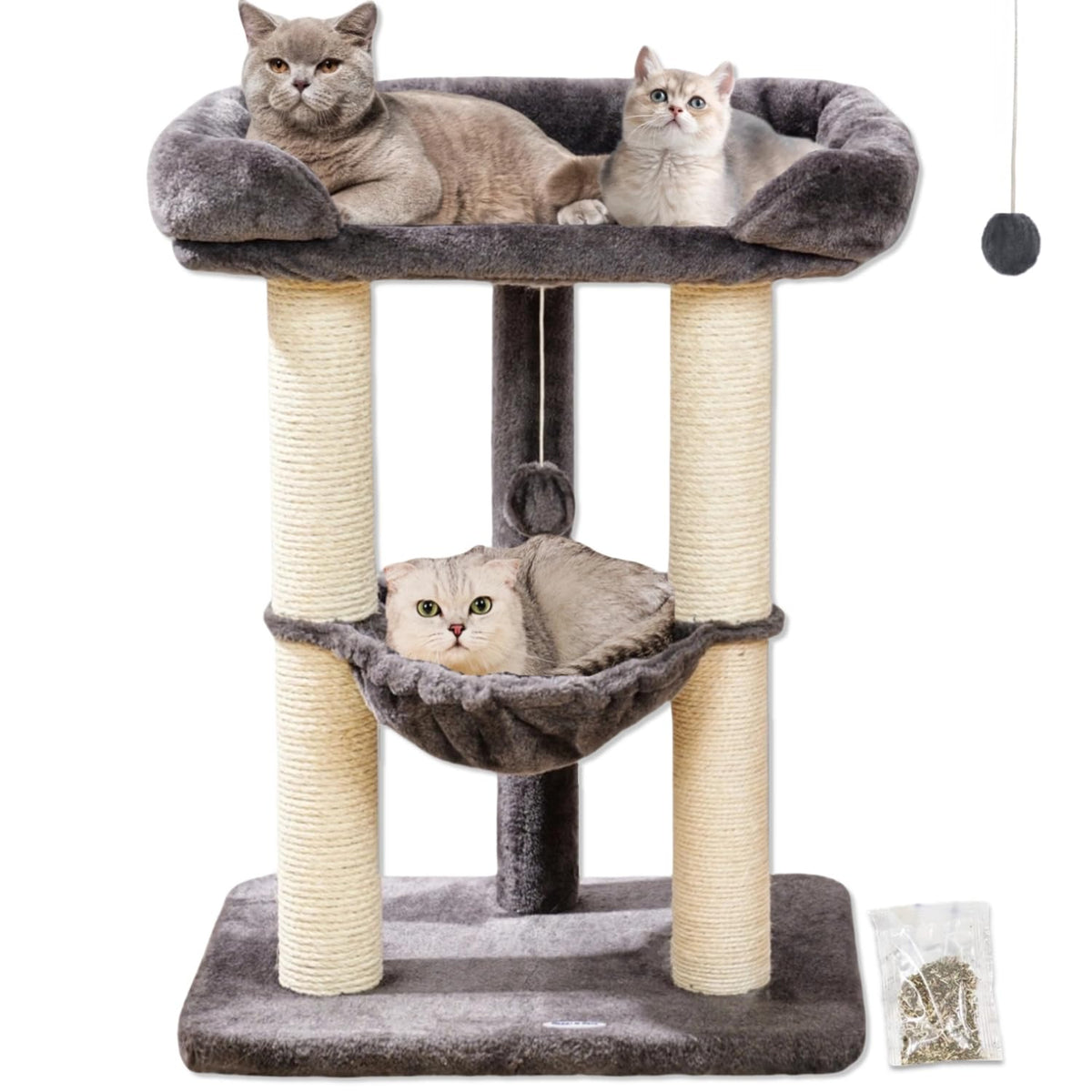 28" Cat Tree with Hammock and Removable Cover Y235