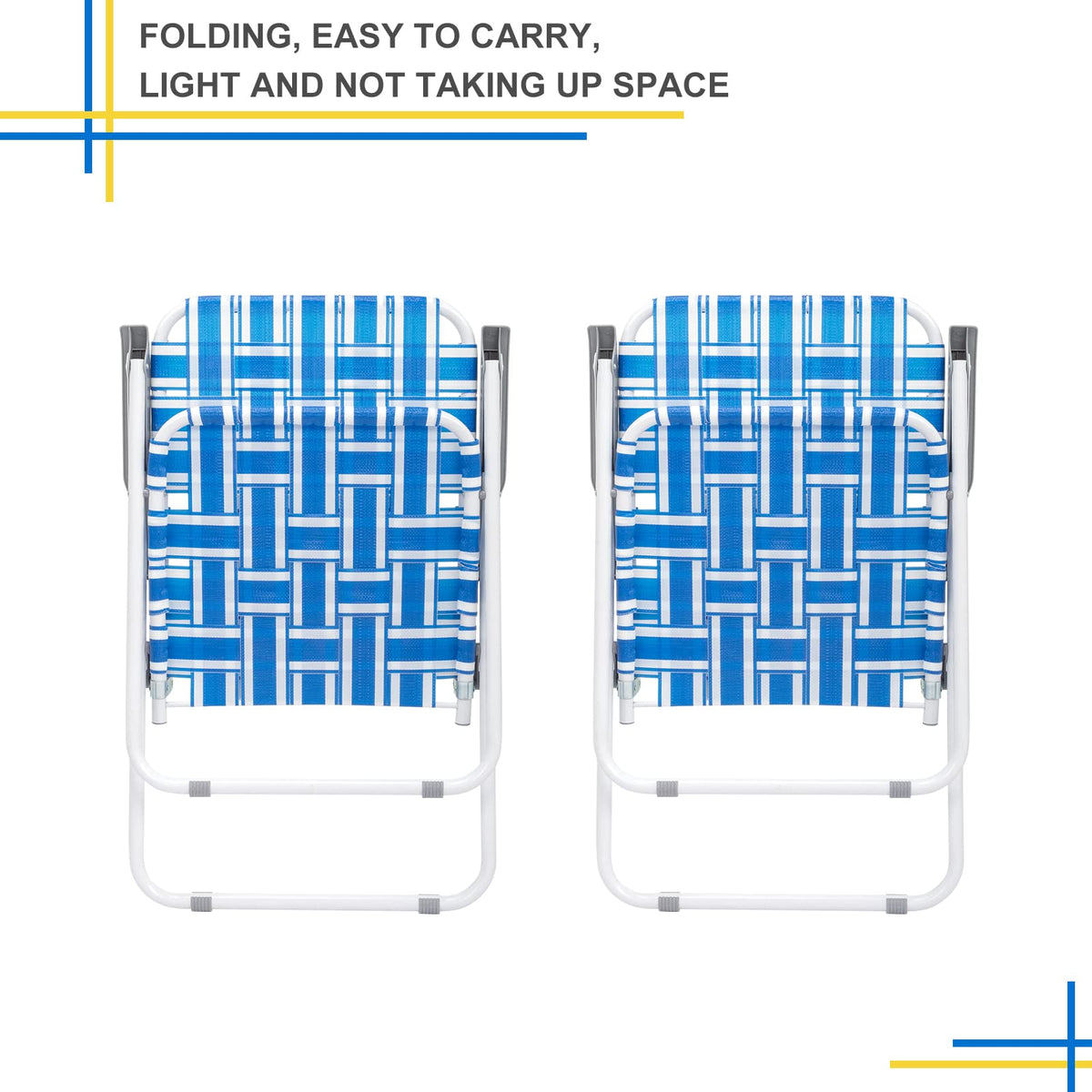Set of 2 Blue Webbed Folding Camping Chairs T72564