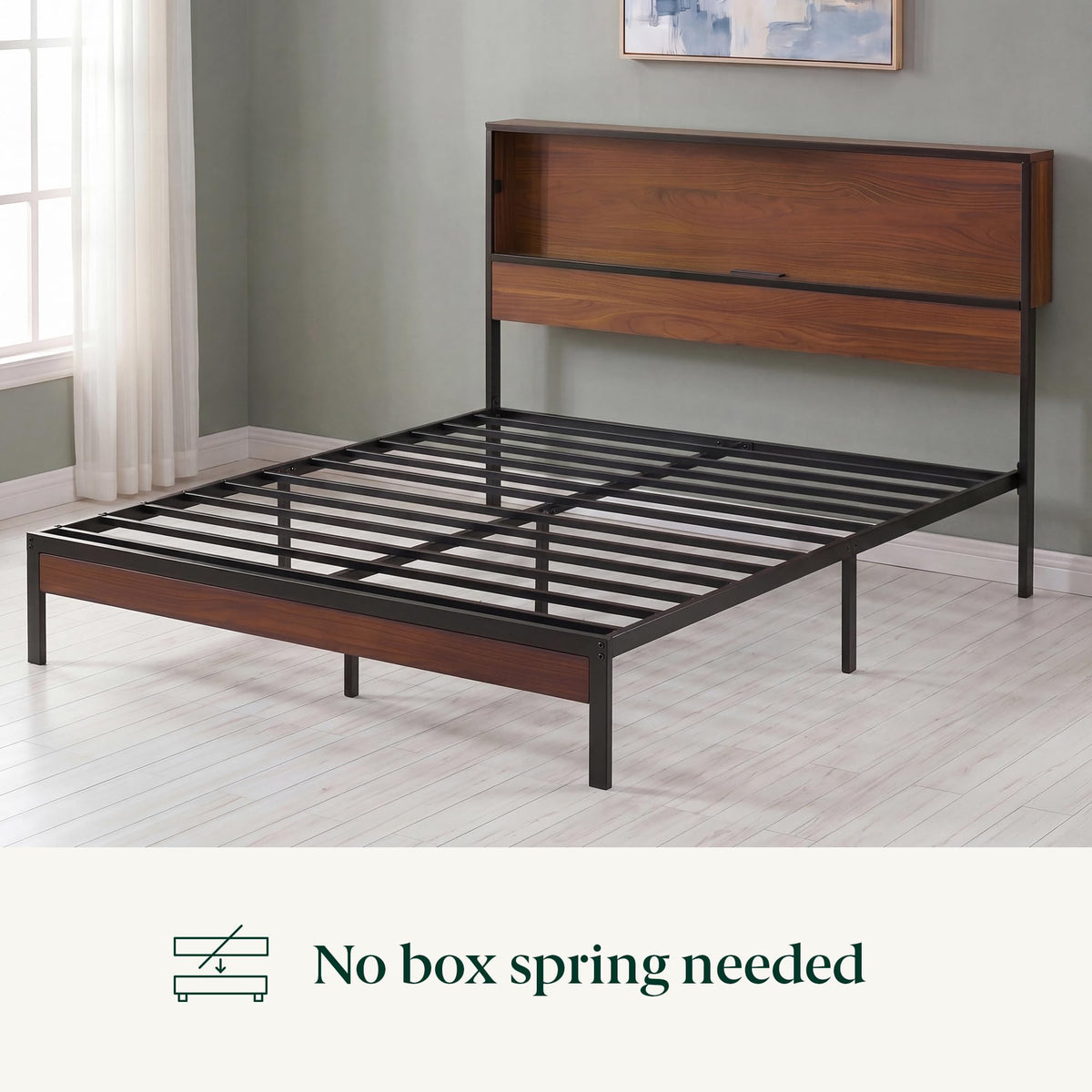 Full Platform Bed Frame with LED Lights and USB Charging Station X137