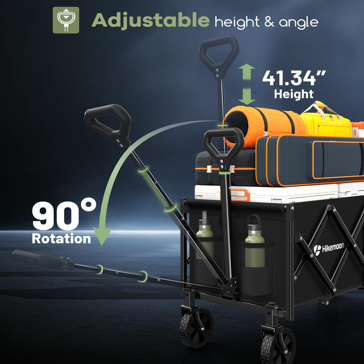 43'' Extra Long Folding Wagon with Extended Tailgate, Black V46072