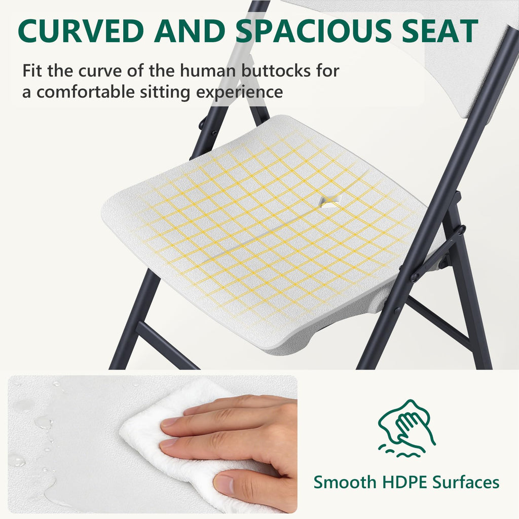 White 4 Pack Plastic Folding Chairs with Metal Frame V7706