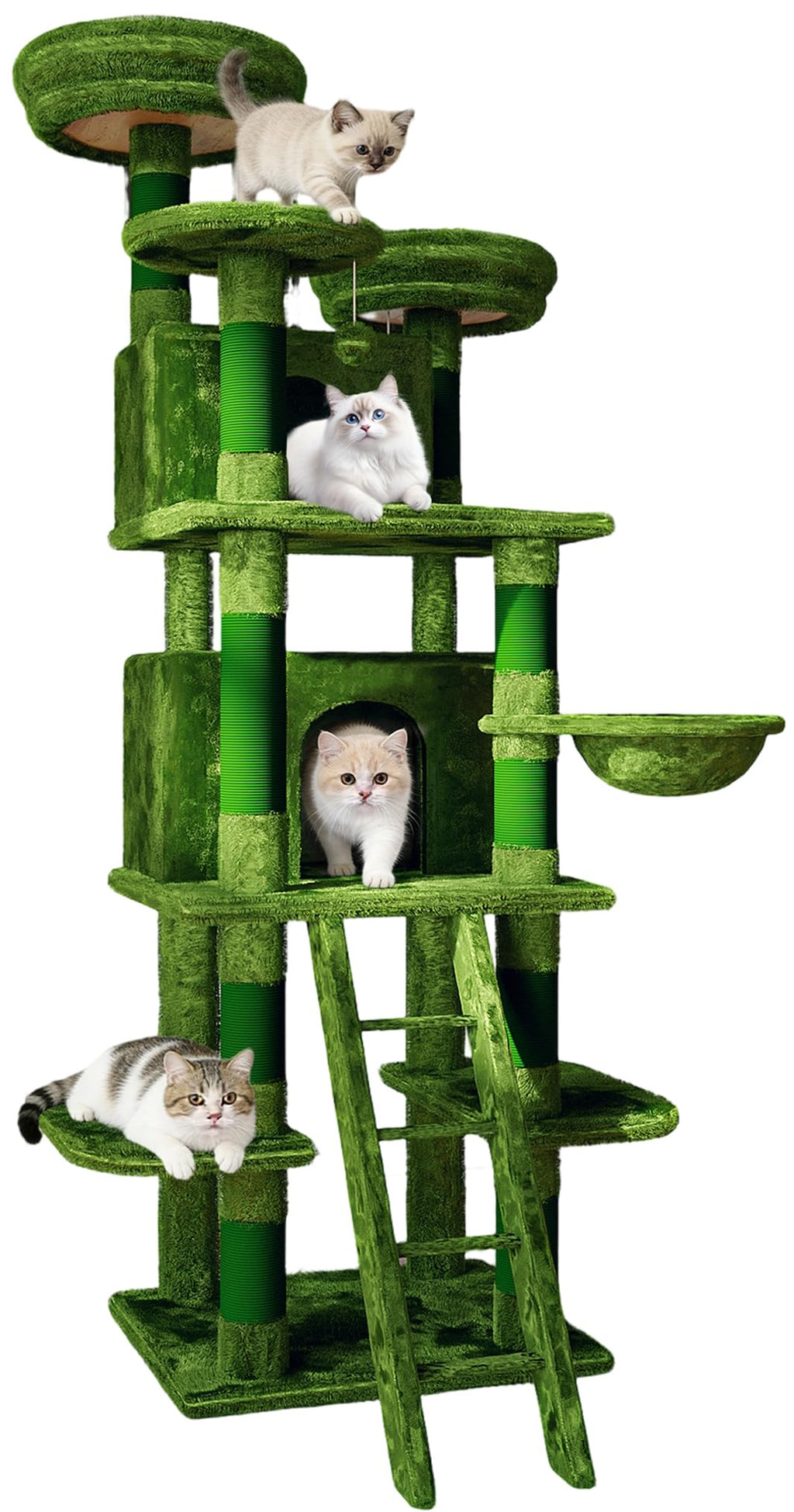 70.87'' Cat Tree Tower with Scratching Post and Hanging Hammock R7379