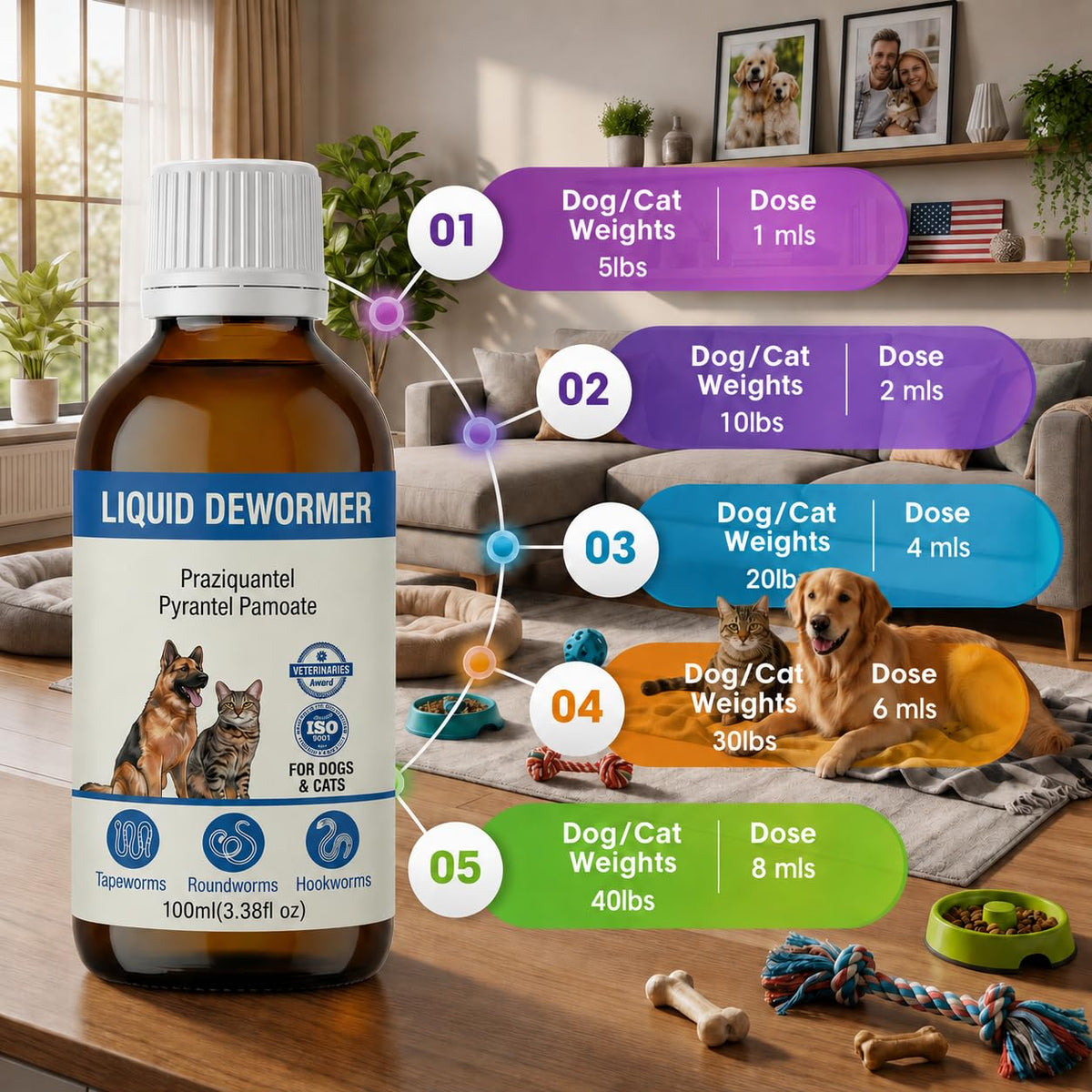 Liquid Dewormer for Dogs & Cats 3.5 fl oz F5388