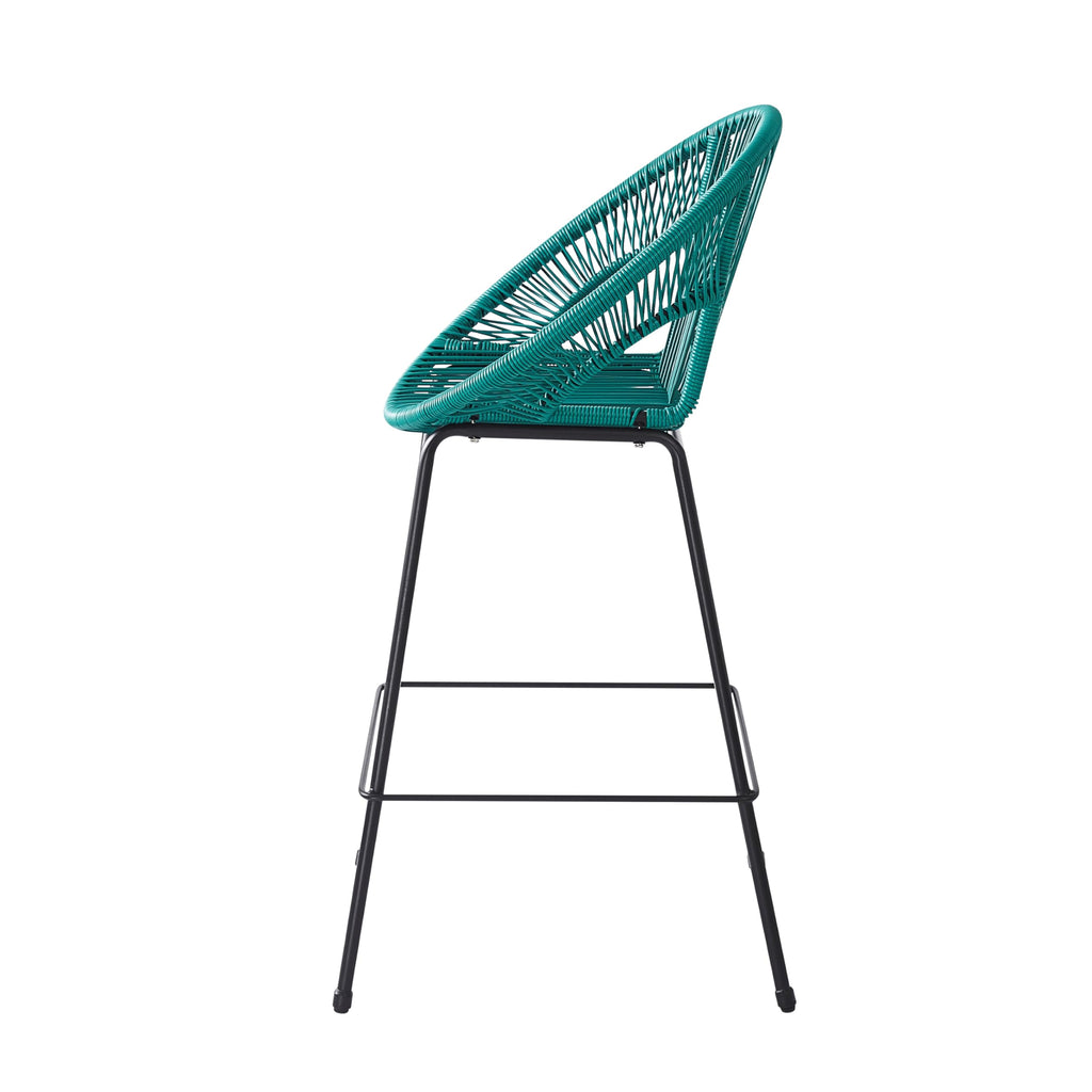 Teal Faux Wicker Outdoor Bar Stool, Set of 2 X67805