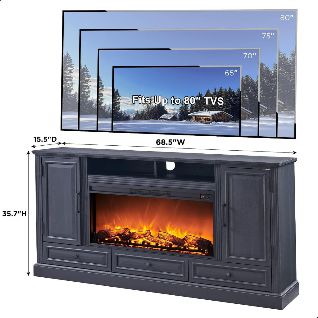 Black Fireplace TV Stand O112076