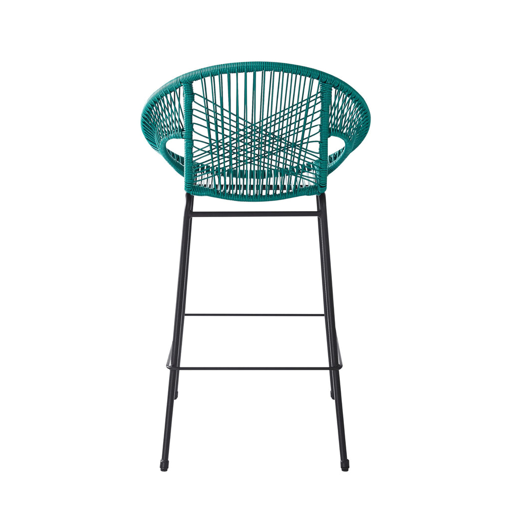 Teal Faux Wicker Outdoor Bar Stool, Set of 2 X67805