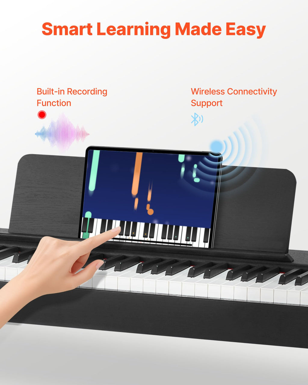 88 Keys Weighted Digital Piano with Furniture Stand and Triple Pedal, Black O9655