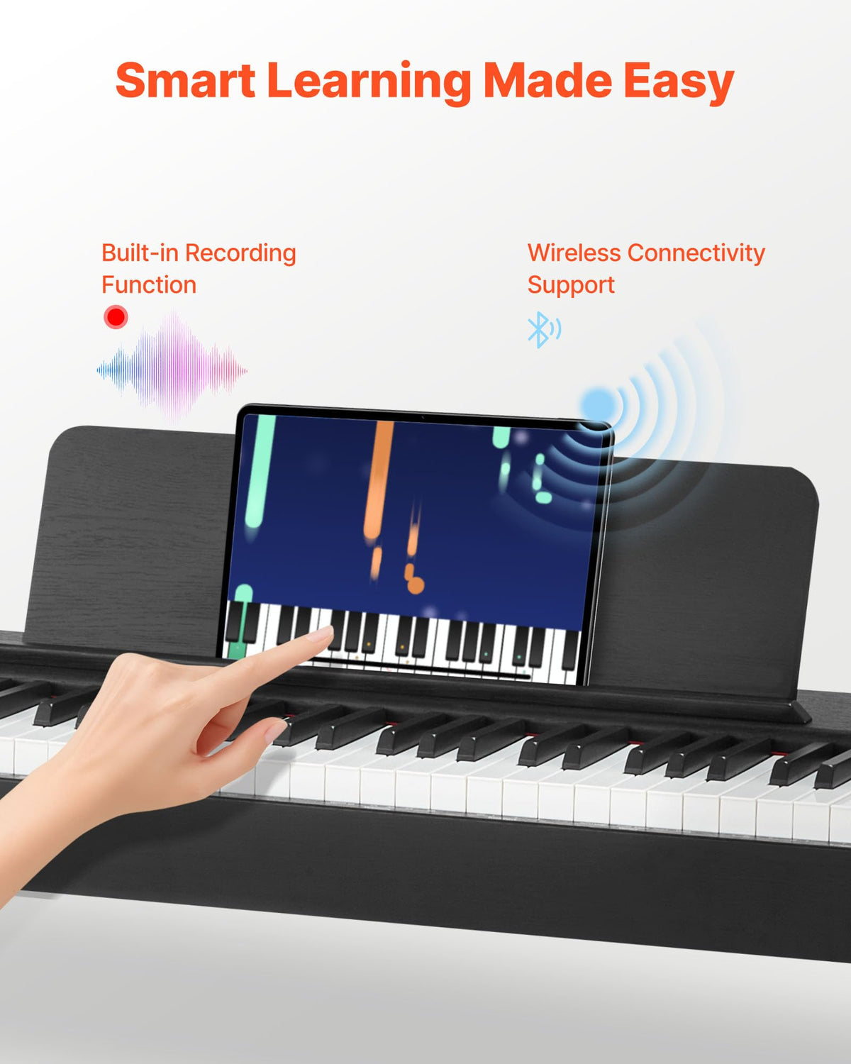 88 Keys Weighted Digital Piano with Furniture Stand and Triple Pedal, Black O9655