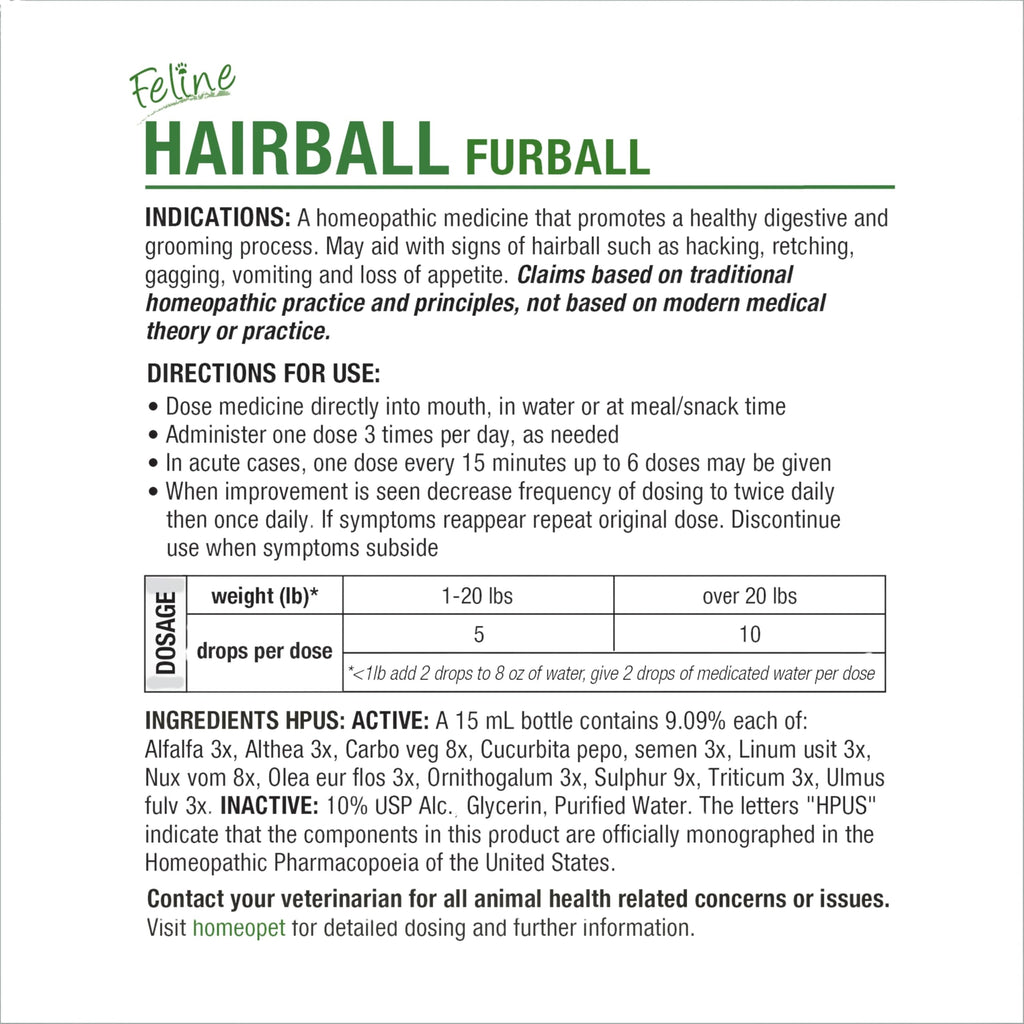Feline Hairball Supplement 15 Milliliters A820