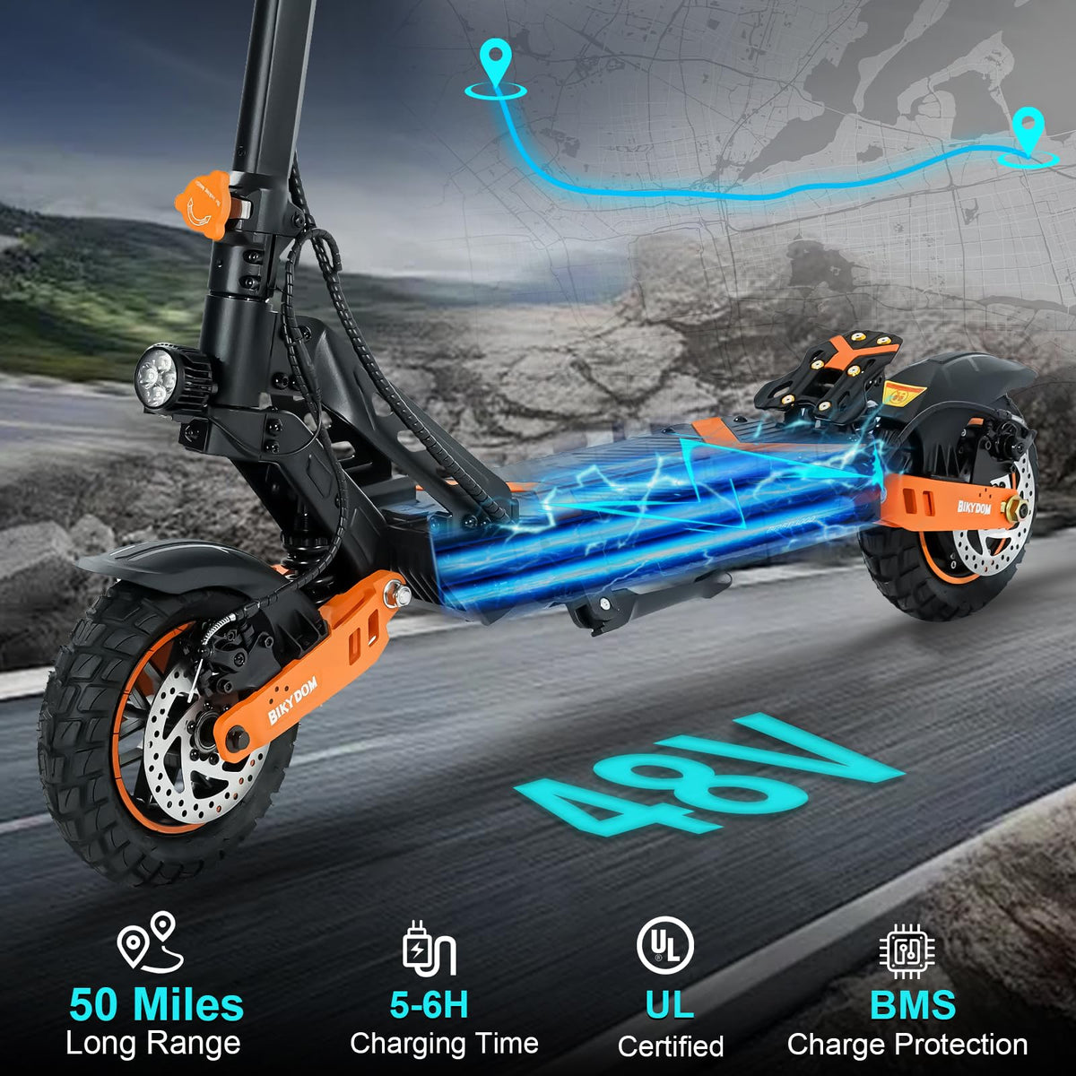 1600 W Motor 50 Miles Range 40 MPH Electric Scooter C622