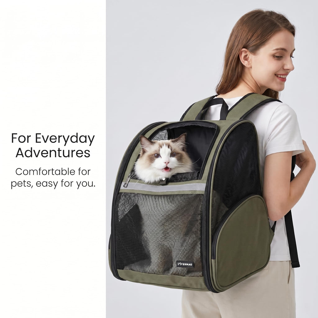 Cat Backpack Carrier Collapsible with Ventilated Mesh Z689