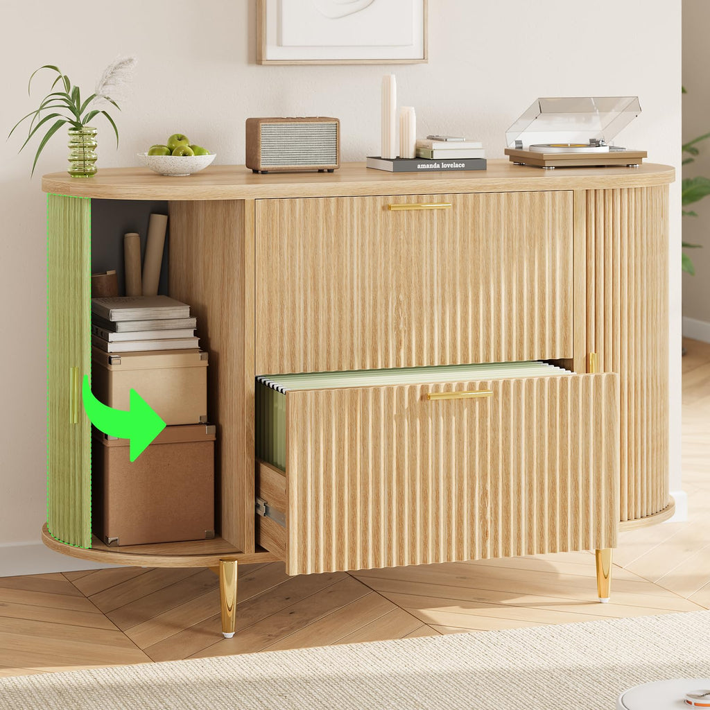 2 Drawer File Cabinet with 2 Sliding Door T44142