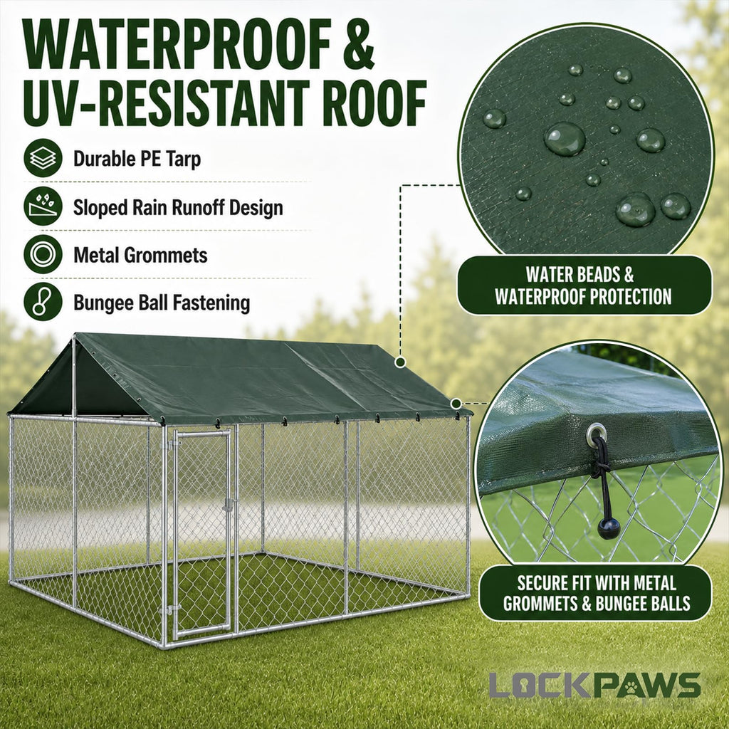 10x10FT Heavy Duty Galvanized Steel Outdoor Dog Kennel N412869