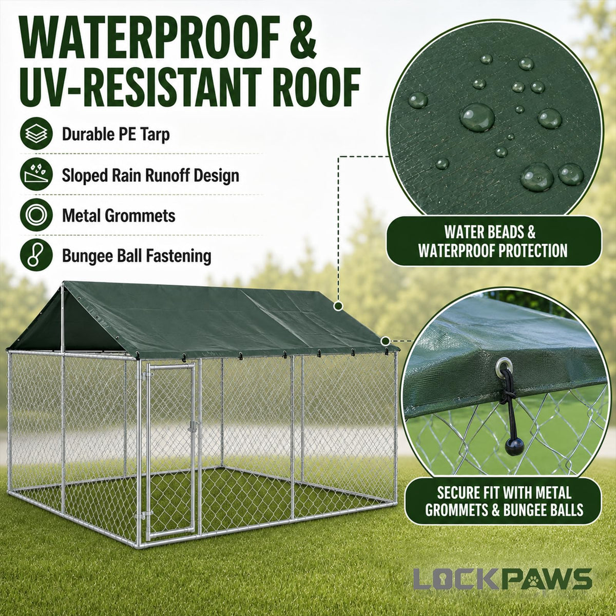 10x10FT Heavy Duty Galvanized Steel Outdoor Dog Kennel N412869