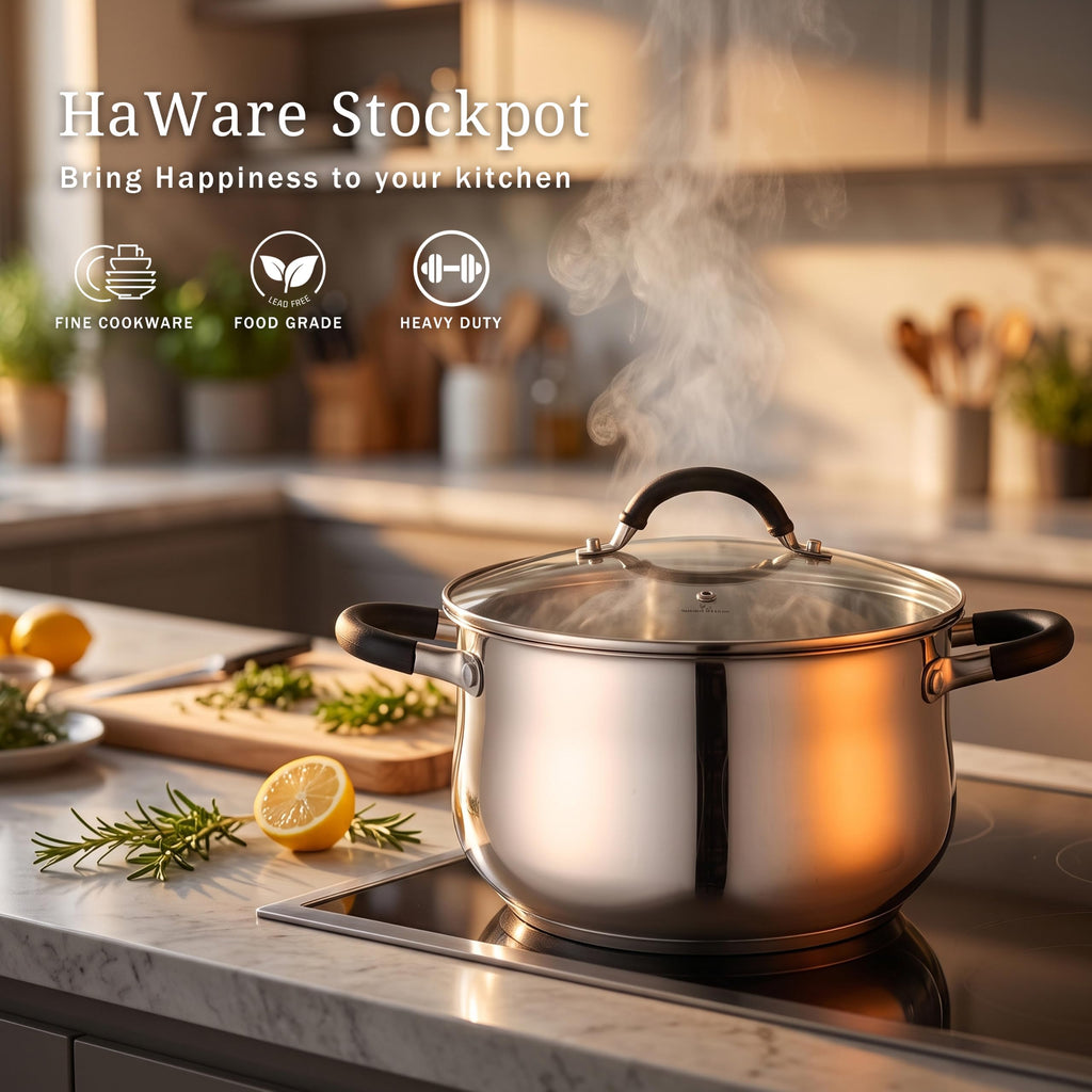 6 Quart Stainless Steel Induction Stock Pot with Lid V262