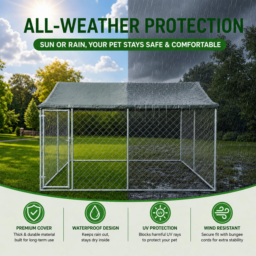 10x10FT Heavy Duty Galvanized Steel Outdoor Dog Kennel N412869