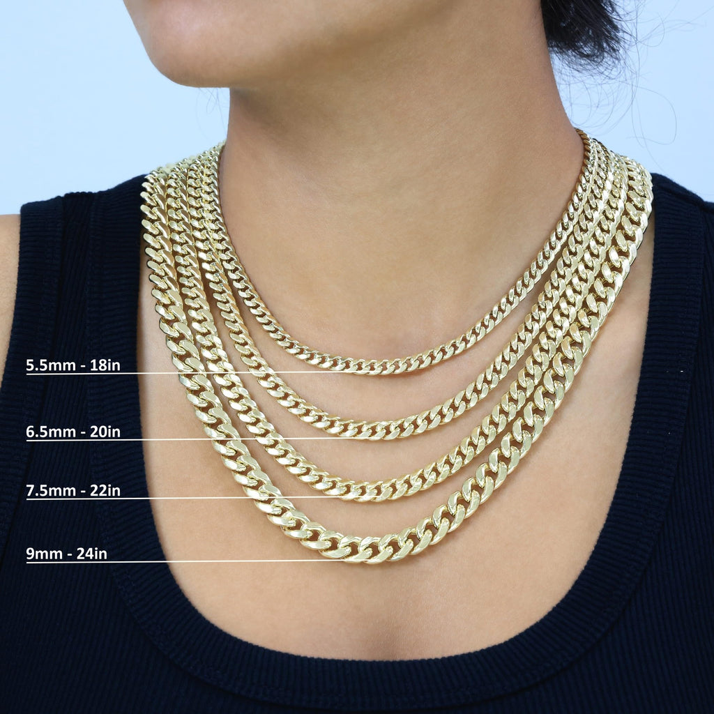 14K Yellow Gold Cuban Link Chain Necklace H7606