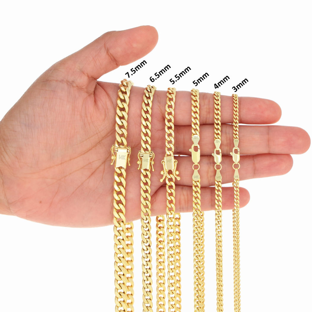 14K Yellow Gold Cuban Link Chain Necklace H7606