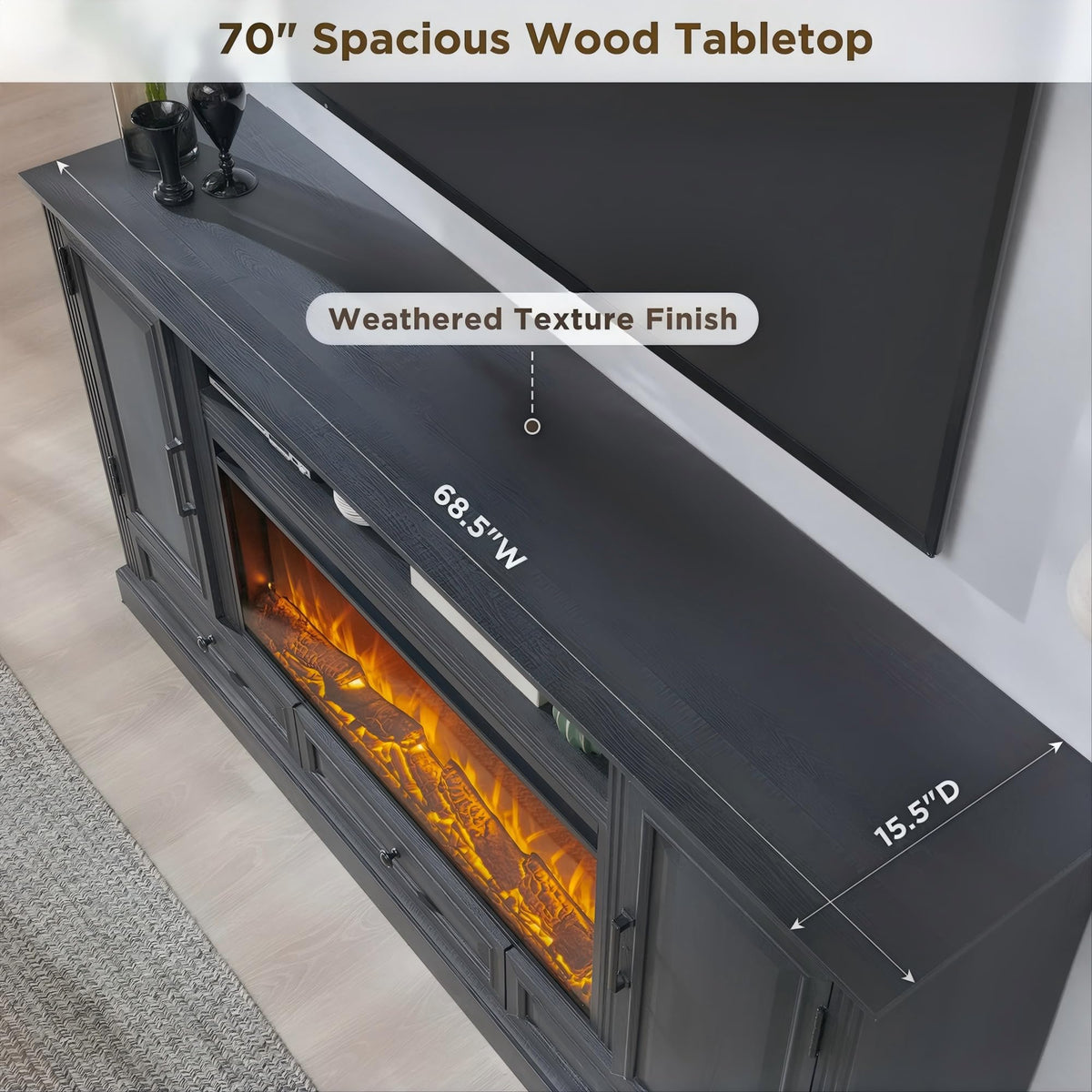 Black Fireplace TV Stand O112076