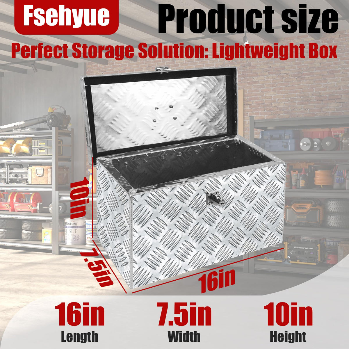 16 Inch Aluminum Waterproof Truck Tool Box with Lock and Keys X114126