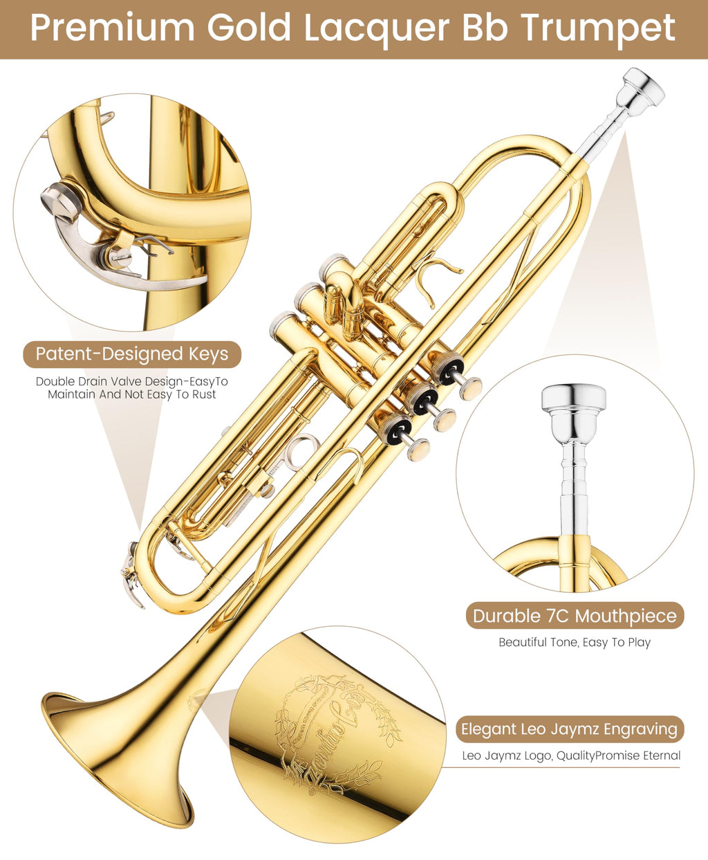Bb Brass Trumpet with Case and 7C Mouthpiece S7441