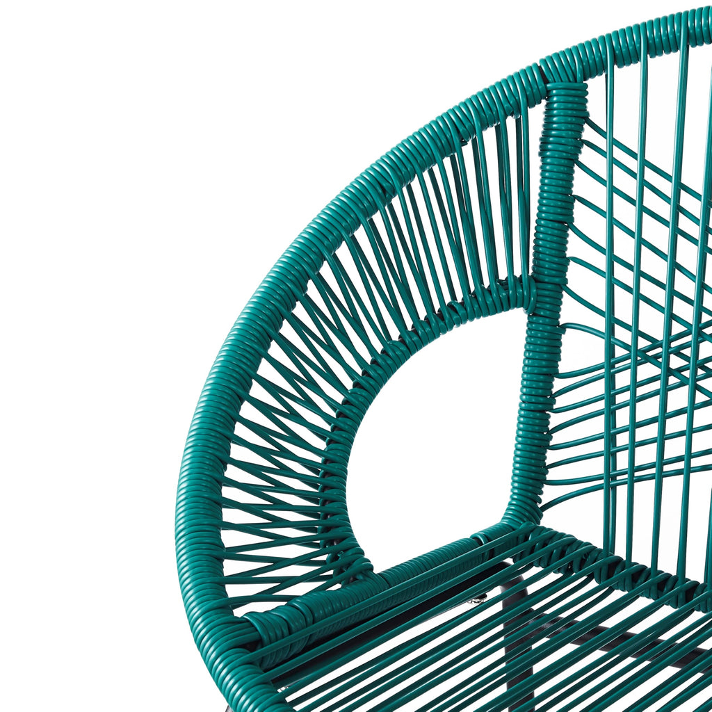 Teal Faux Wicker Outdoor Bar Stool, Set of 2 X67805